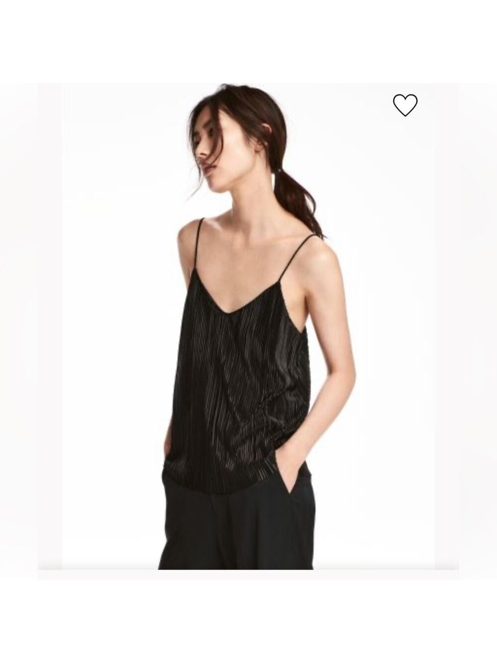 H&M Pleated strappy top black Sz S